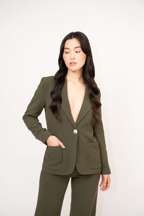 Tailored Single Breasted Forest Green Suit Blazer