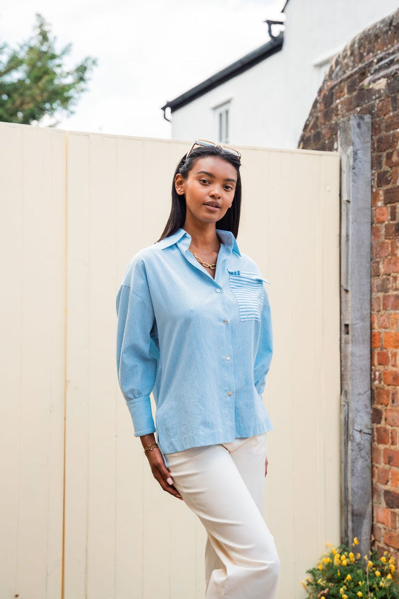 Blue Striped Oversized Shirt