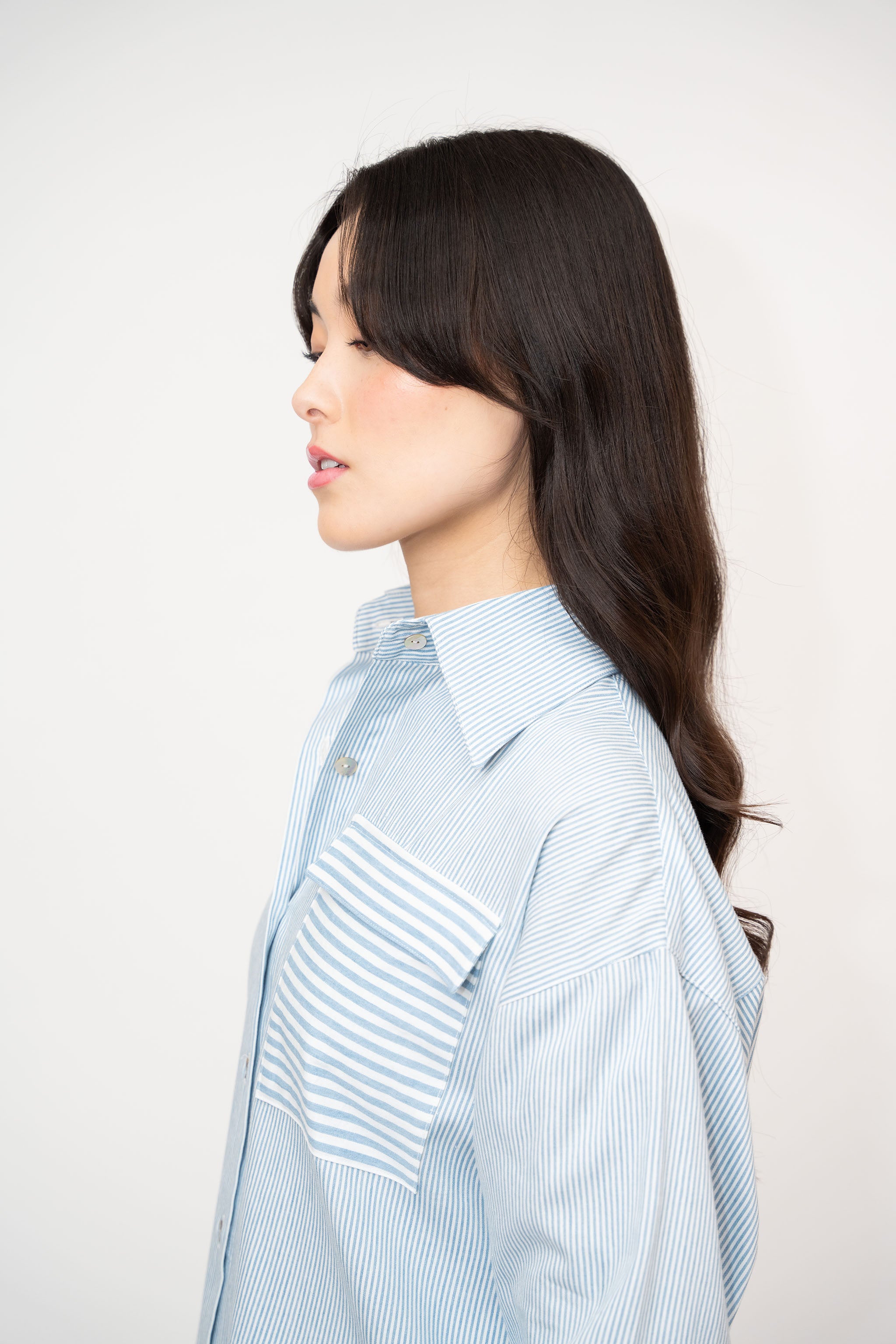 Blue Striped Oversized Shirt