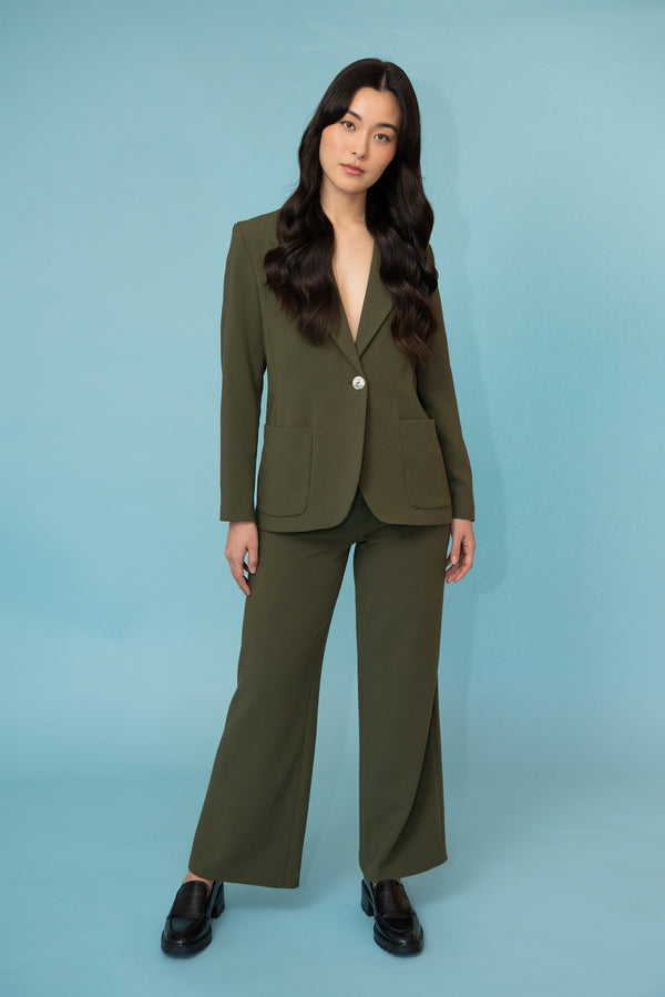 Tailored Forest Green Wide Leg Trousers Suit