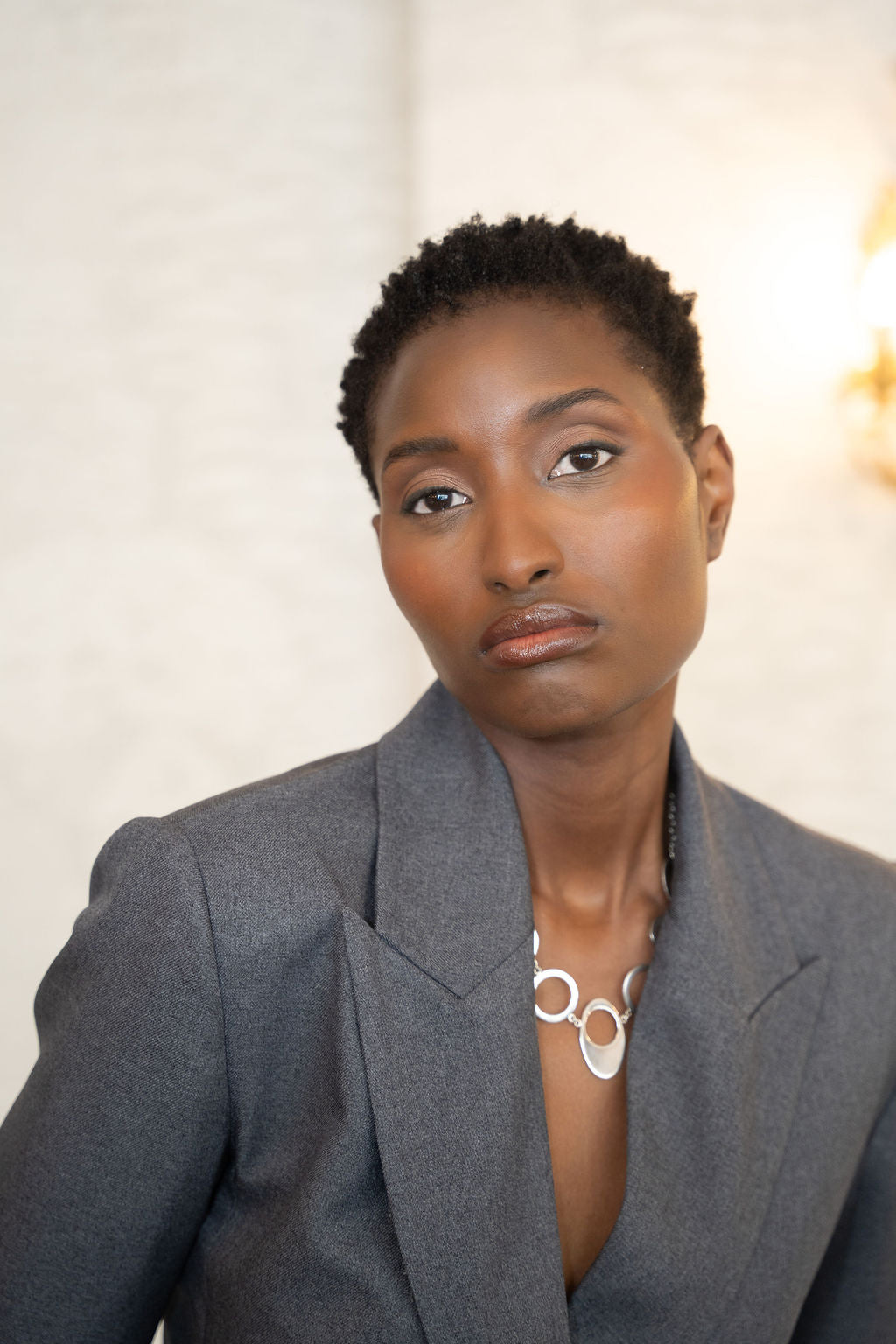 Grey double breasted blazer