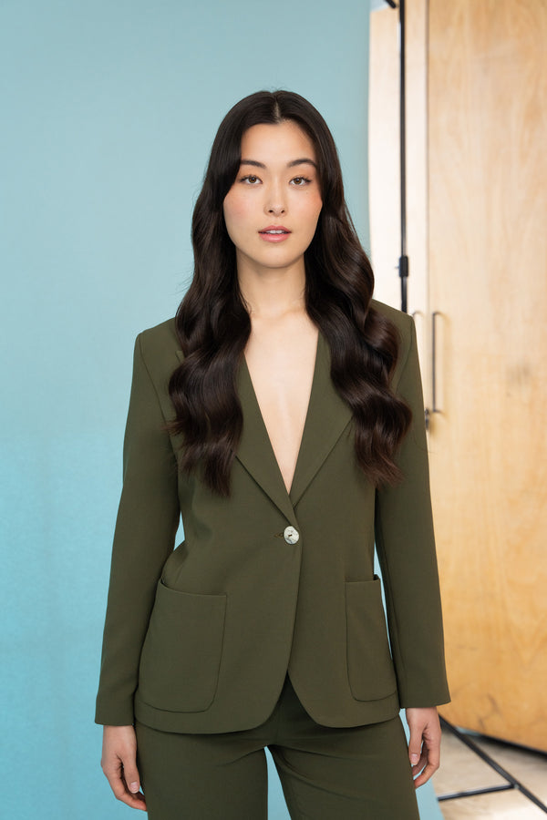 Tailored Single Breasted Forest Green Suit Blazer