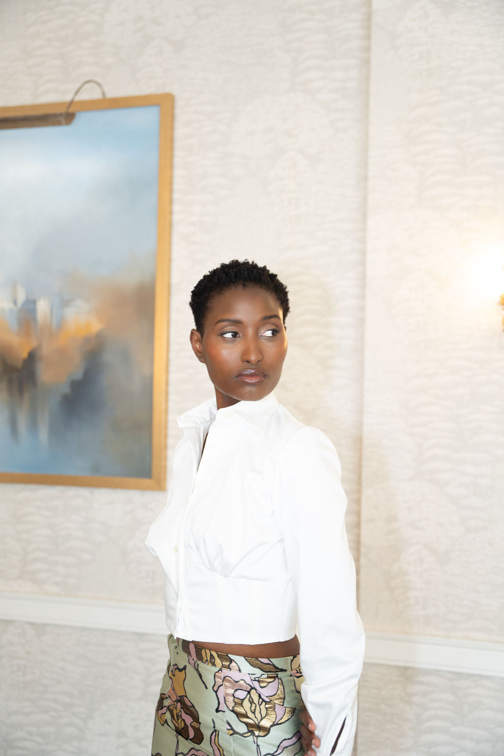 Floral brocade mini skirt