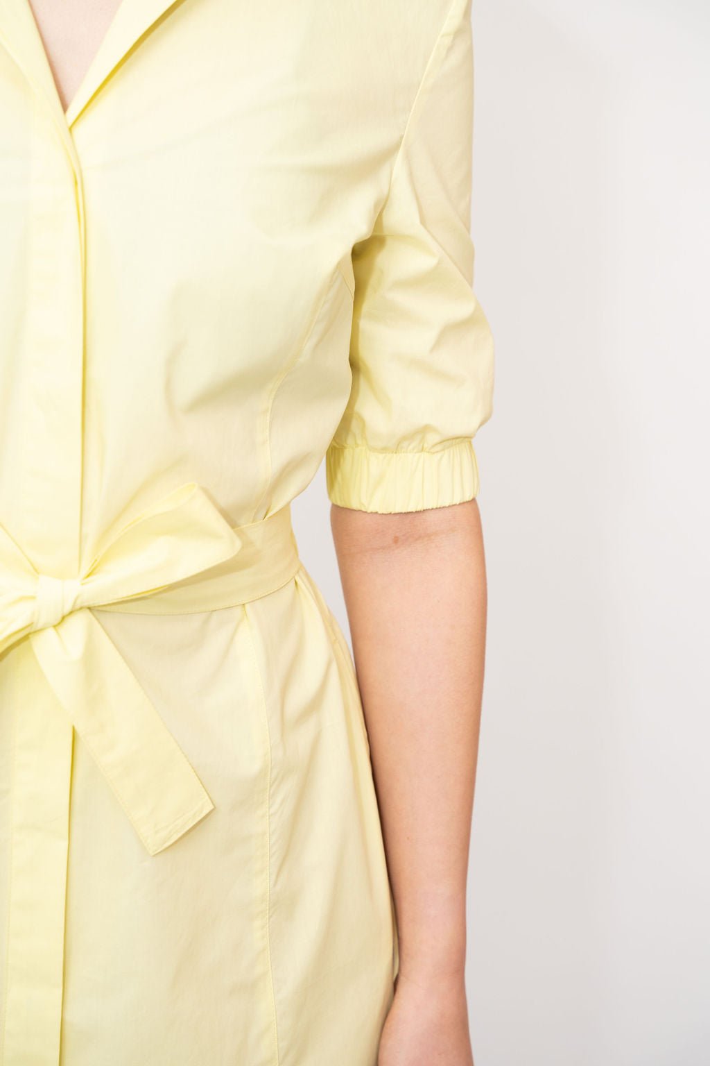 Yellow Belted Poplin Shirtdress