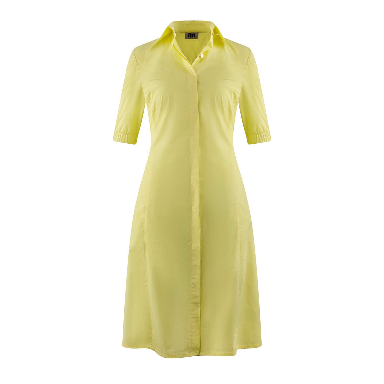 Yellow Belted Poplin Shirtdress