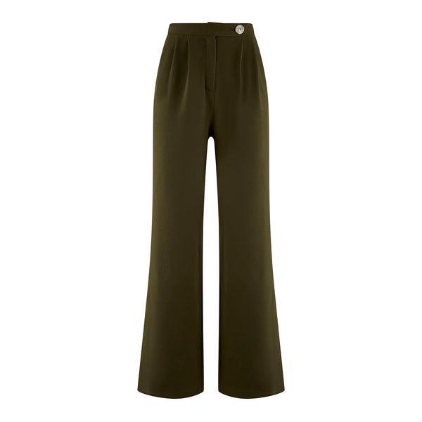 Tailored Forest Green Wide Leg Trousers Suit